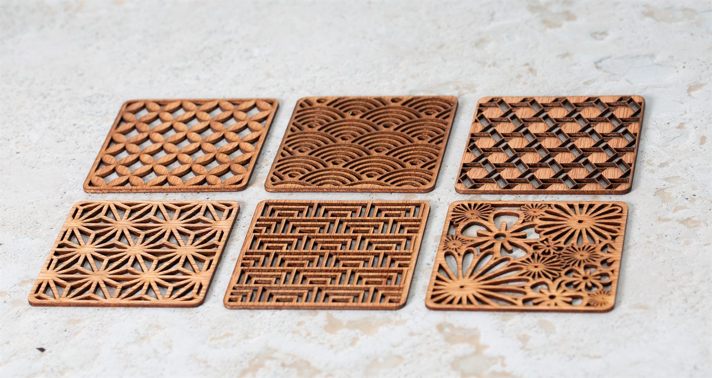 Japanese Pattern Coasters Set