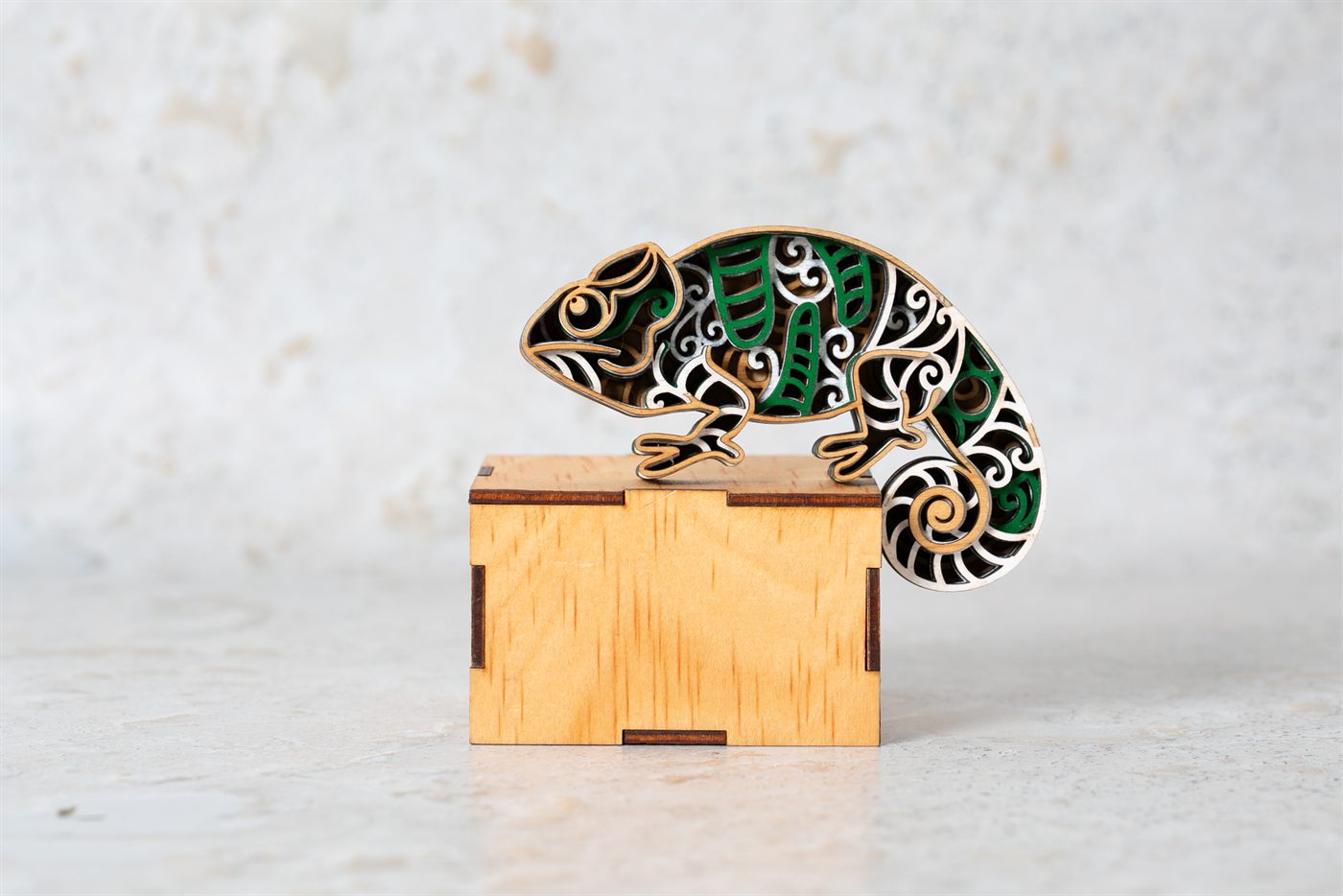 Layered Chameleon On Box