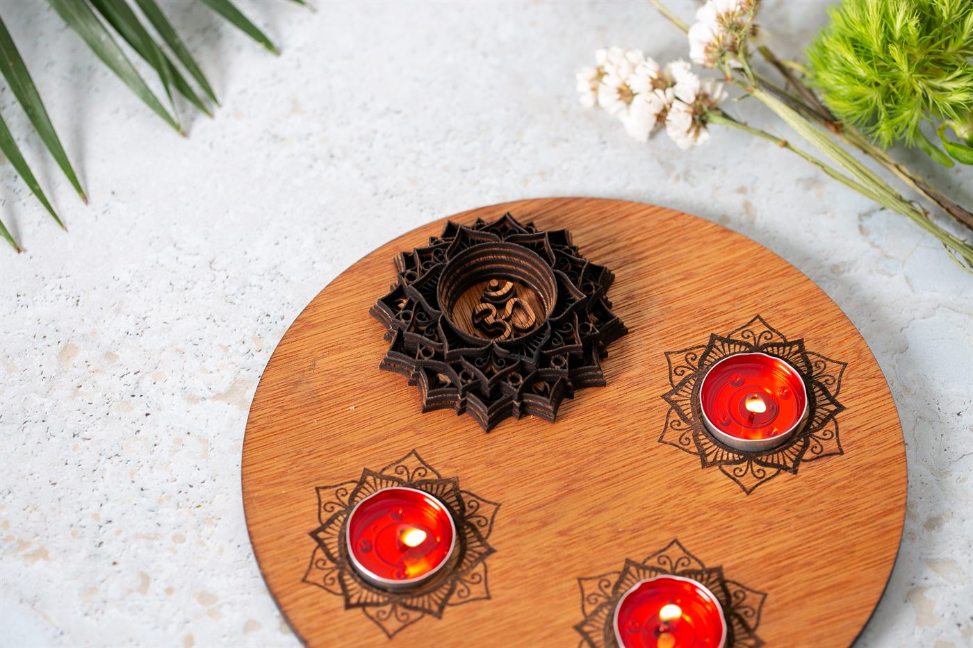 Mandala Candle Tray Wide
